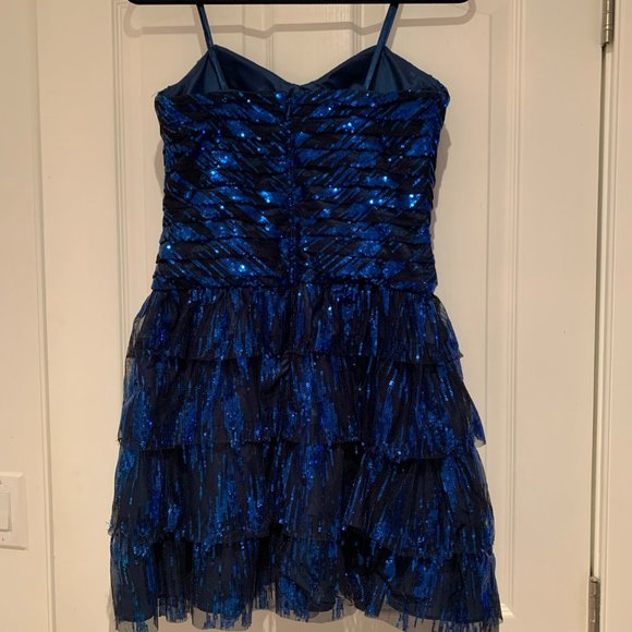 Laura Black with Royal Blue Sequin Formal Dress - Picture 2 of 4